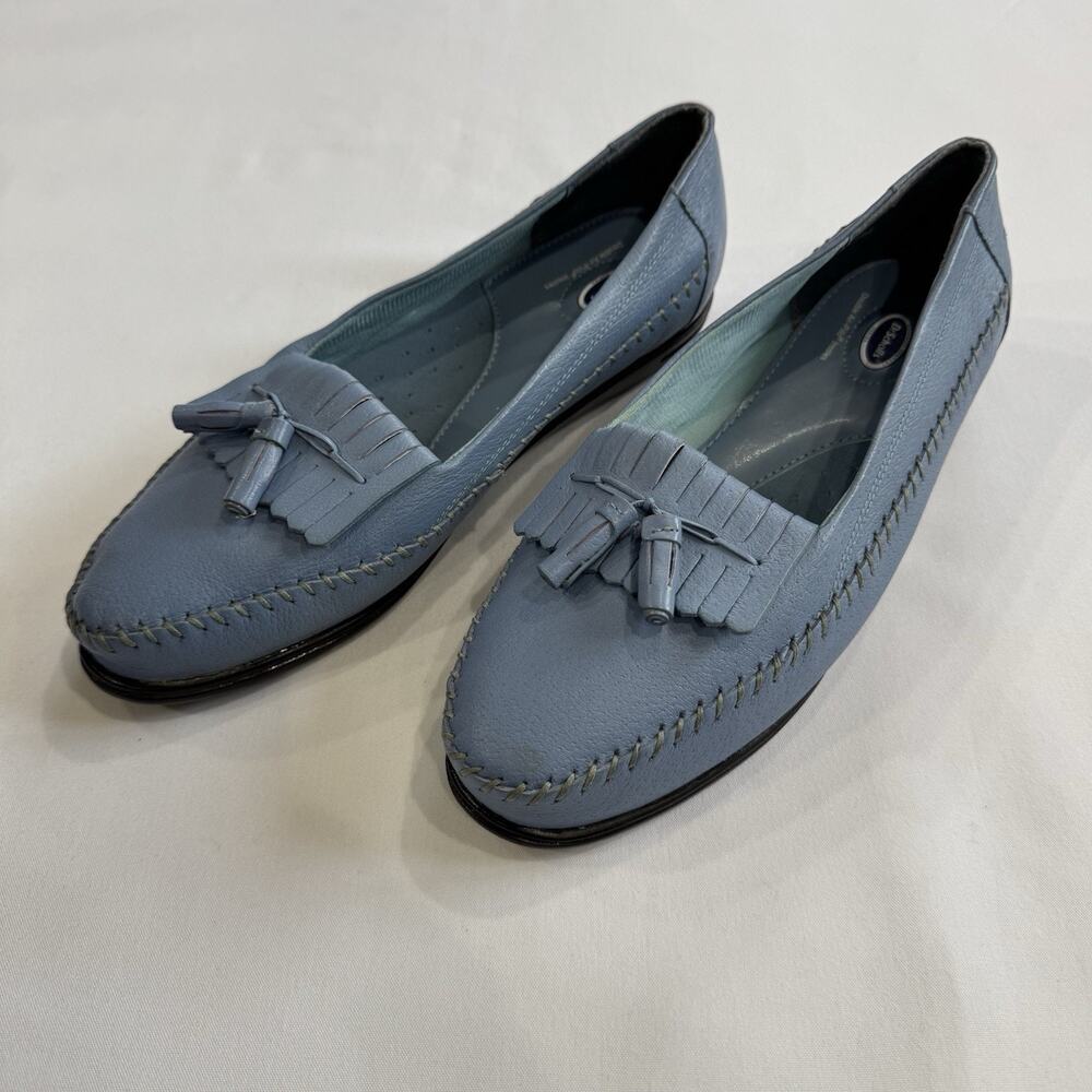Dr. Scholl's Blue Tassel Leather Loafer SZ 11W Double Air Pillo Insoles - Picture 12 of 15